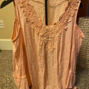 Spense Women's Blouse with Lace in Light Peach
